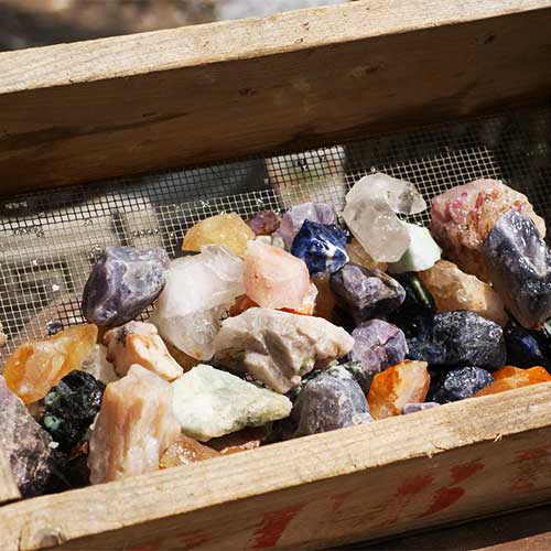 Kids love mining for gems from our custom built gem mining tower!